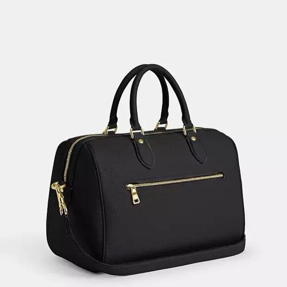 NWT Coach Rowan Large Satchel Bag Leather CV960 Gold/Black - Picture 10 of 11